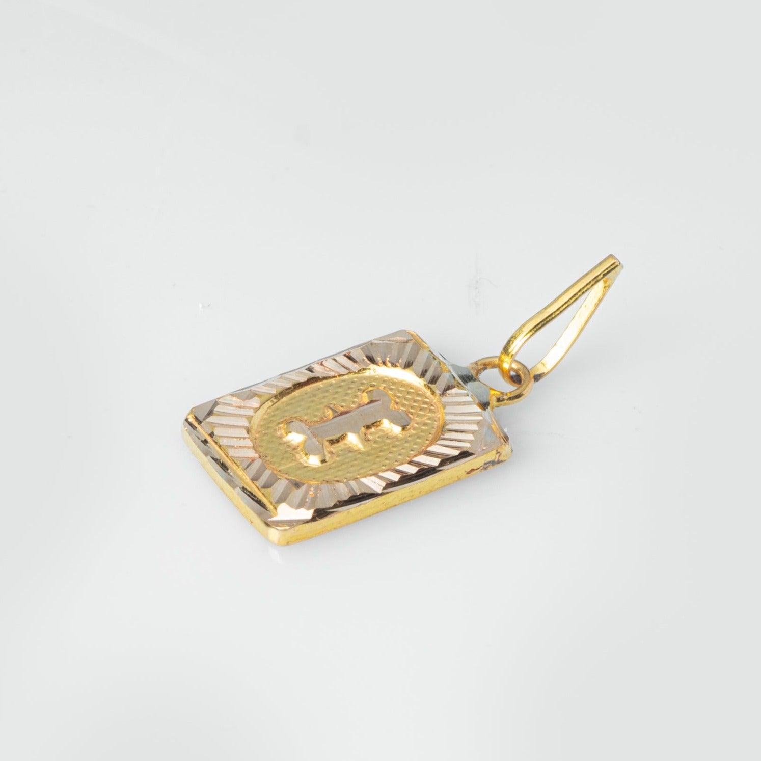 'I' 22ct Gold Initial Pendant P-7495-I - Minar Jewellers