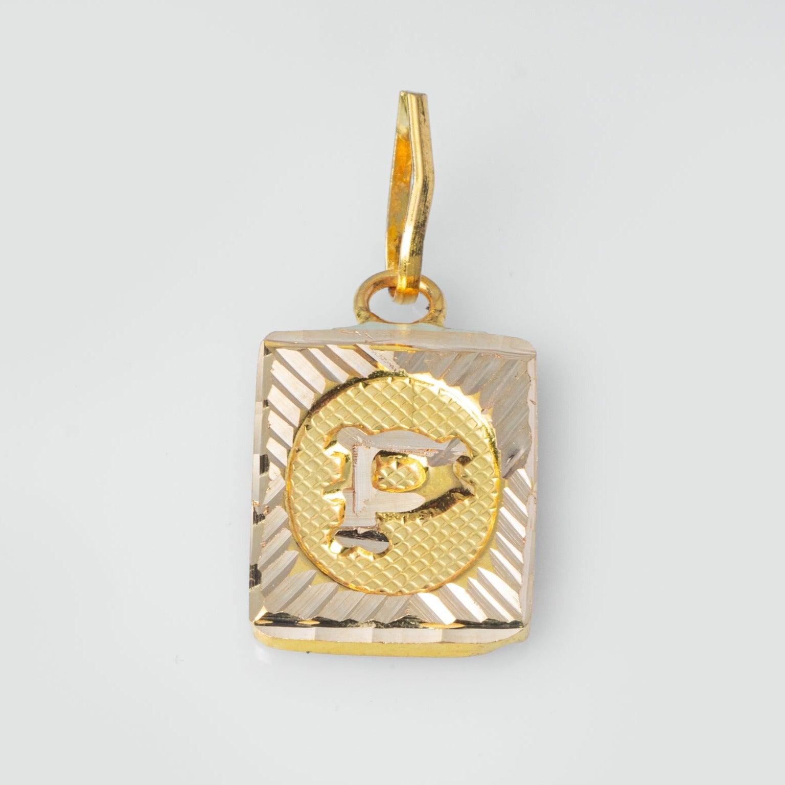 'P' 22ct Gold Initial Pendant P-7495-P - Minar Jewellers