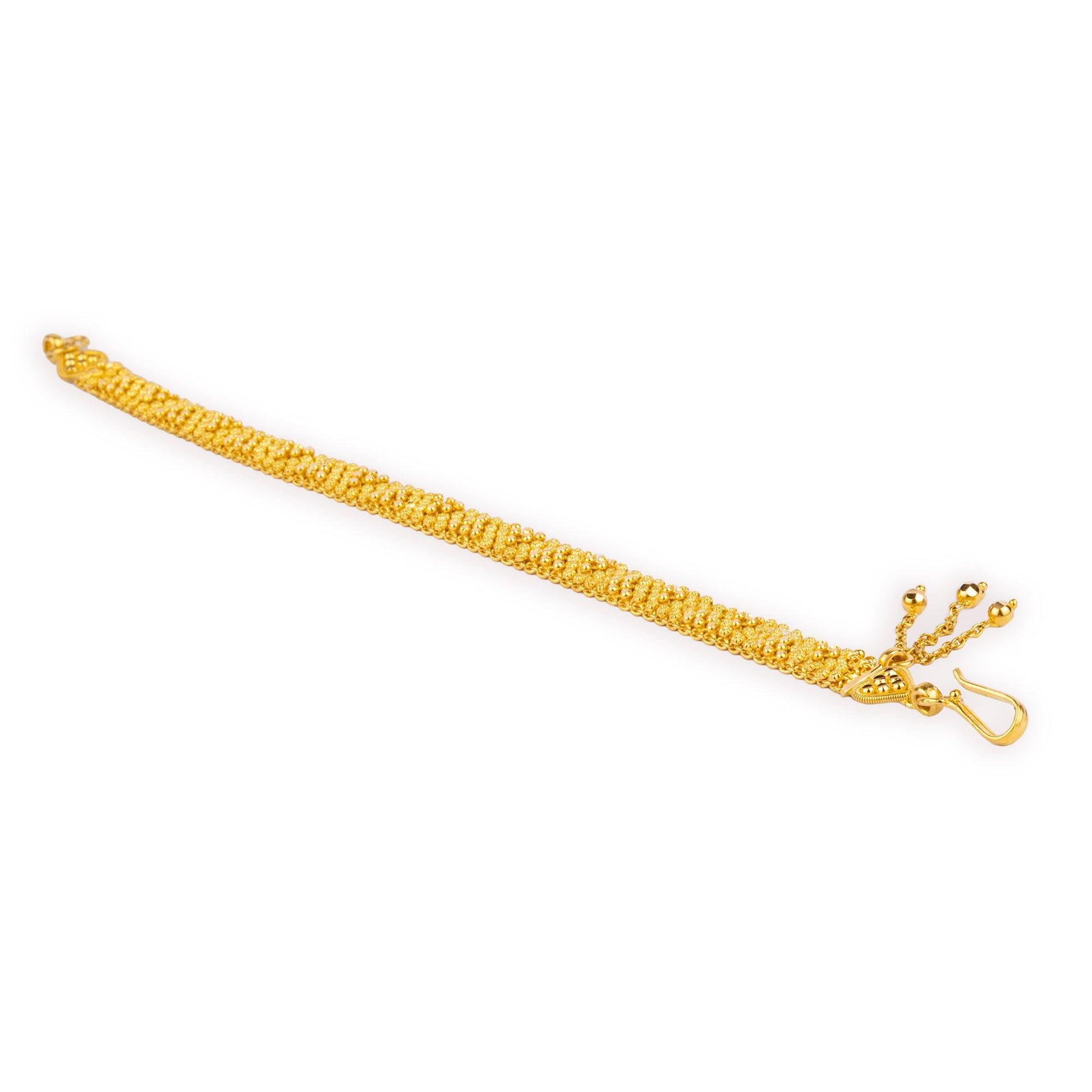 22ct Gold Ladies Bracelet with Hook Clasp and Three Drops (15.4g) LBR-3975 - Minar Jewellers