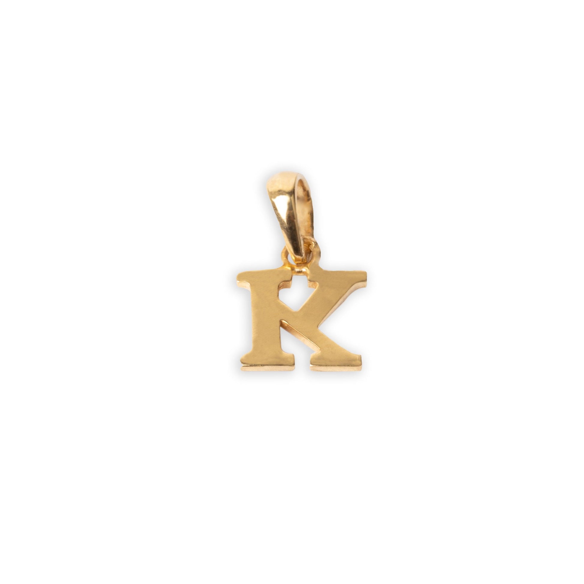 'K' 22ct Gold Minimal Initial Pendant P-7037-K - Minar Jewellers