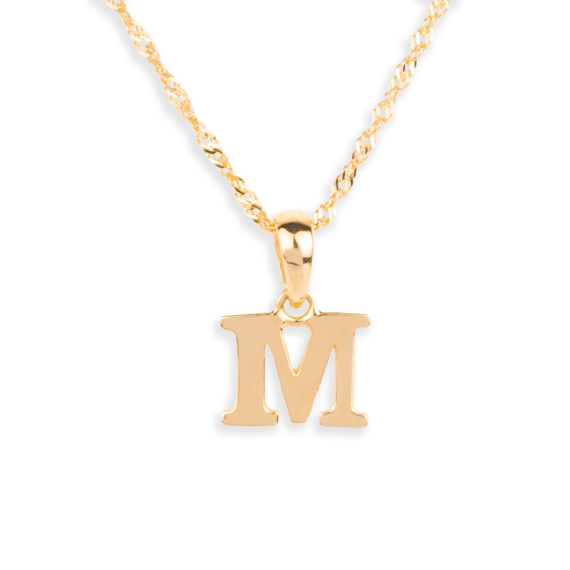 'M' 22ct Gold Minimal Initial Pendant P-7037-M