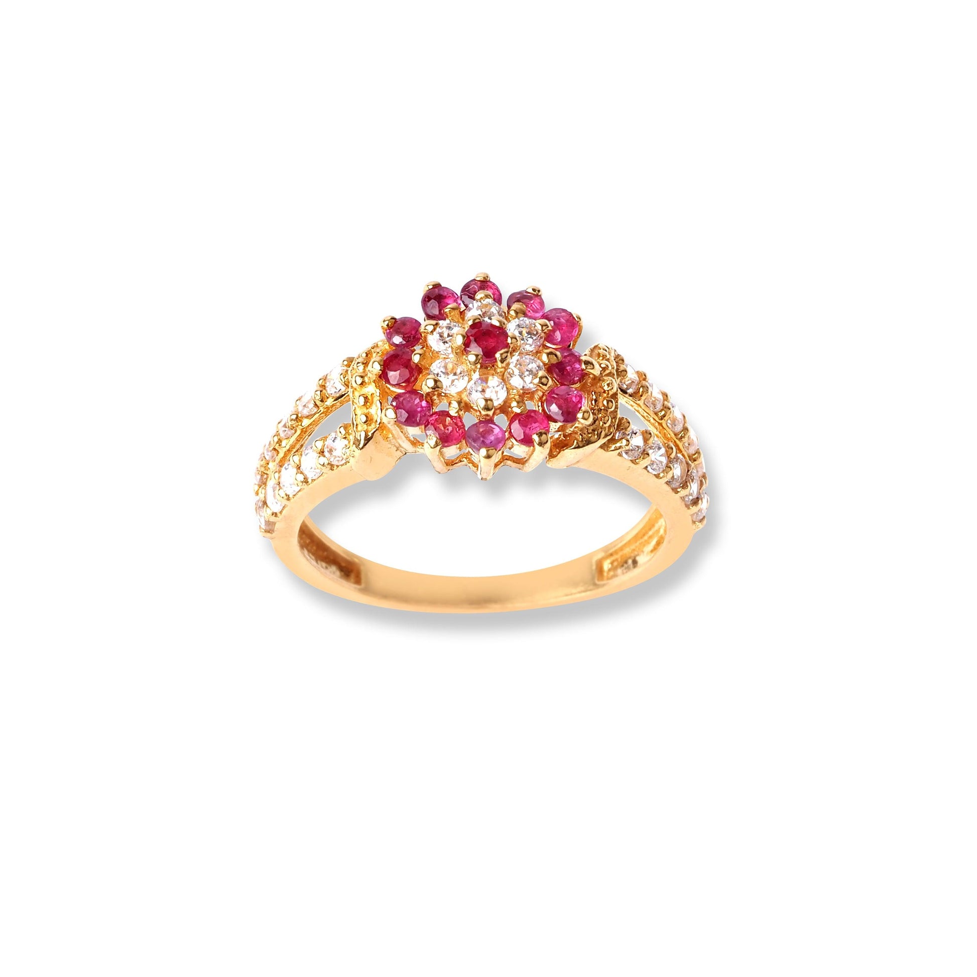 22ct Gold Red & White Cubic Zirconia Dress Ring (3.5g) LR-6582 - Minar Jewellers