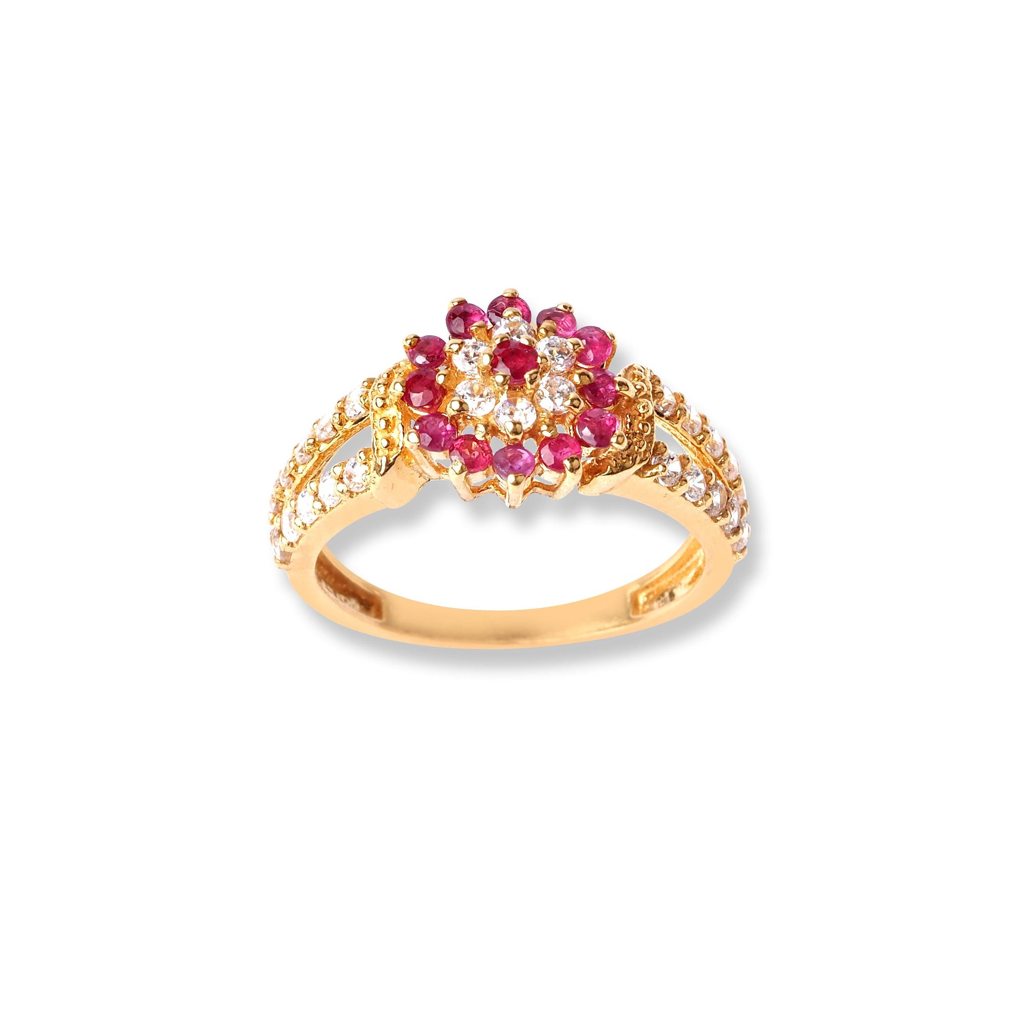 22ct Gold Red & White Cubic Zirconia Dress Ring (3.5g) LR-6582