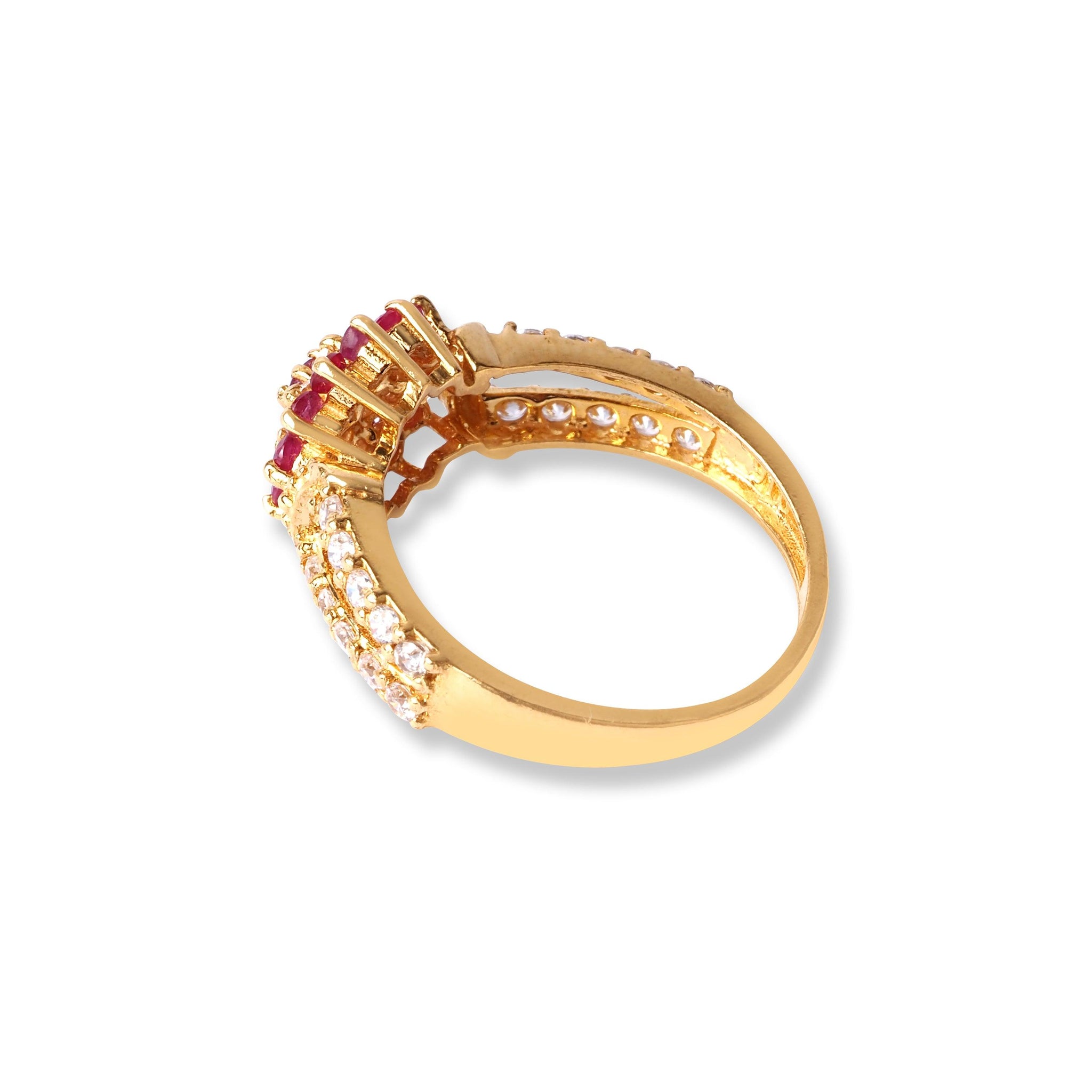 22ct Gold Red & White Cubic Zirconia Dress Ring (3.5g) LR-6582
