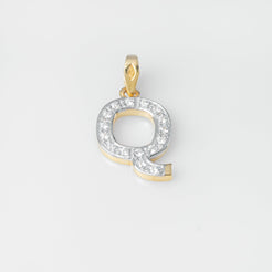 'Q' 22ct Gold Swarovski Zirconia Initial Pendant P7033 - Minar Jewellers
