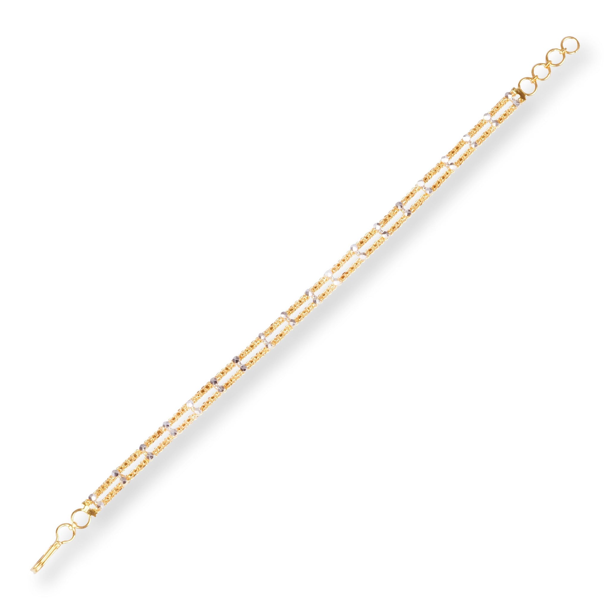22ct Gold Two Row Bracelet with Diamond Cut Beads and Hook Clasp LBR-8496