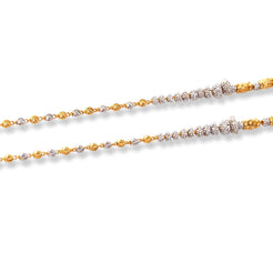 22ct Yellow Gold Long Beaded Necklaces with Rhodium Design (24g) N-6582 - Minar Jewellers