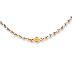 22ct Yellow Gold Long Beaded Necklaces with Rhodium Design (24g) N-6582 - Minar Jewellers
