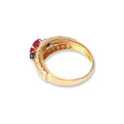 22ct Yellow Gold Ring with Pink, Navy & White Cubic Zirconia Stones (3.9g) LR-16585 - Minar Jewellers