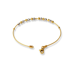 22ct Gold Rhodium Plated Beads Bangle With Rounded Trigger Clasp (4.0g) B-8516 - Minar Jewellers