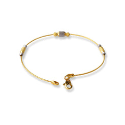 22ct Gold Rhodium Plated Beads Bangle With Rounded Trigger Clasp (4.0G) B-8536 - Minar Jewellers
