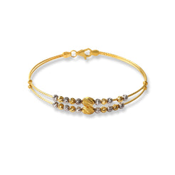 22ct Gold Rhodium Plated Beads Bangle With Rounded Trigger Clasp (6.96g) B-8503 - Minar Jewellers