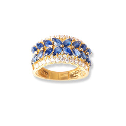 22ct Gold Ring With Blue Coloured Stones & Cubic Zirconia Stones (4.7g) LR-6597 - Minar Jewellers