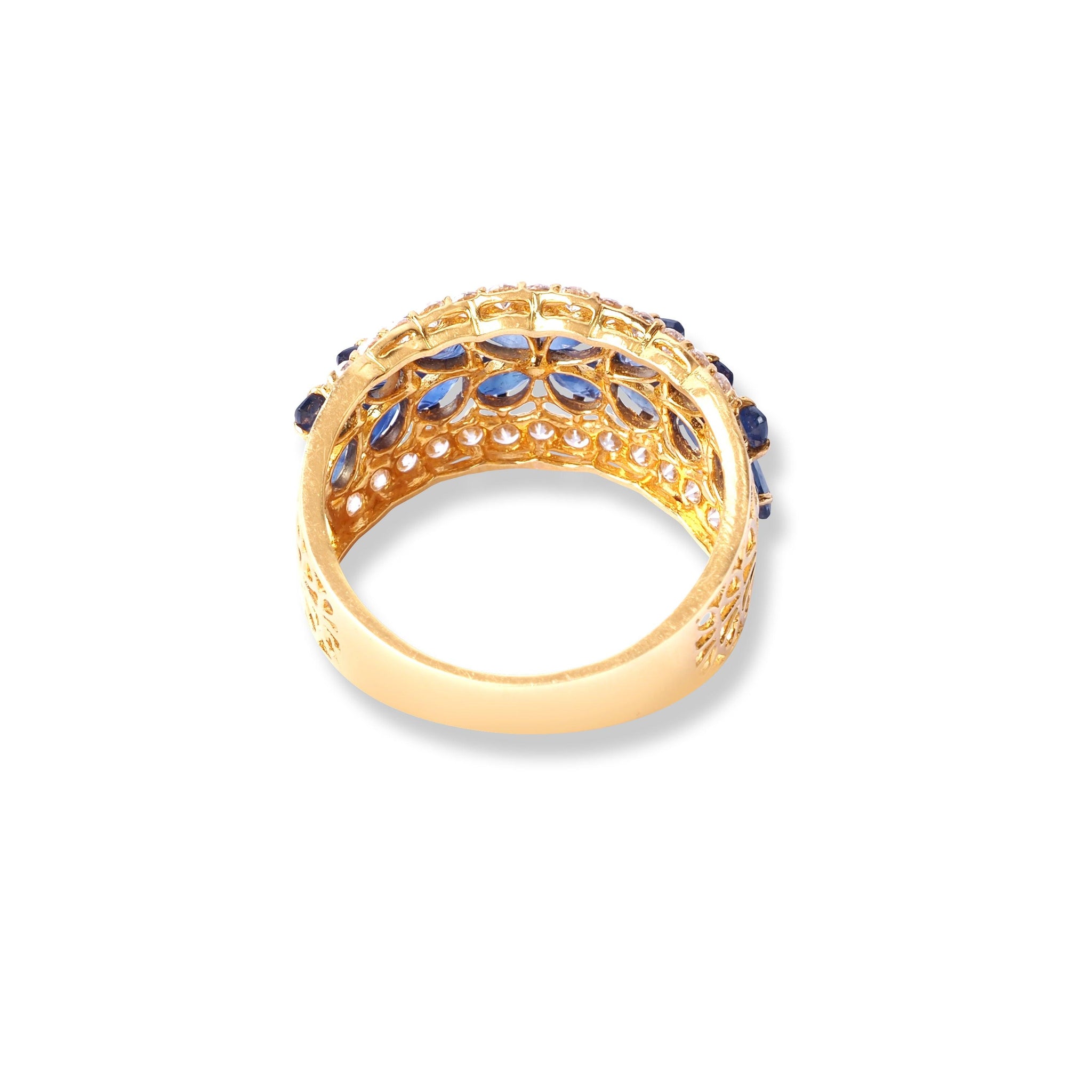 22ct Gold Ring With Blue Coloured Stones & Cubic Zirconia Stones (4.7g) LR-6597