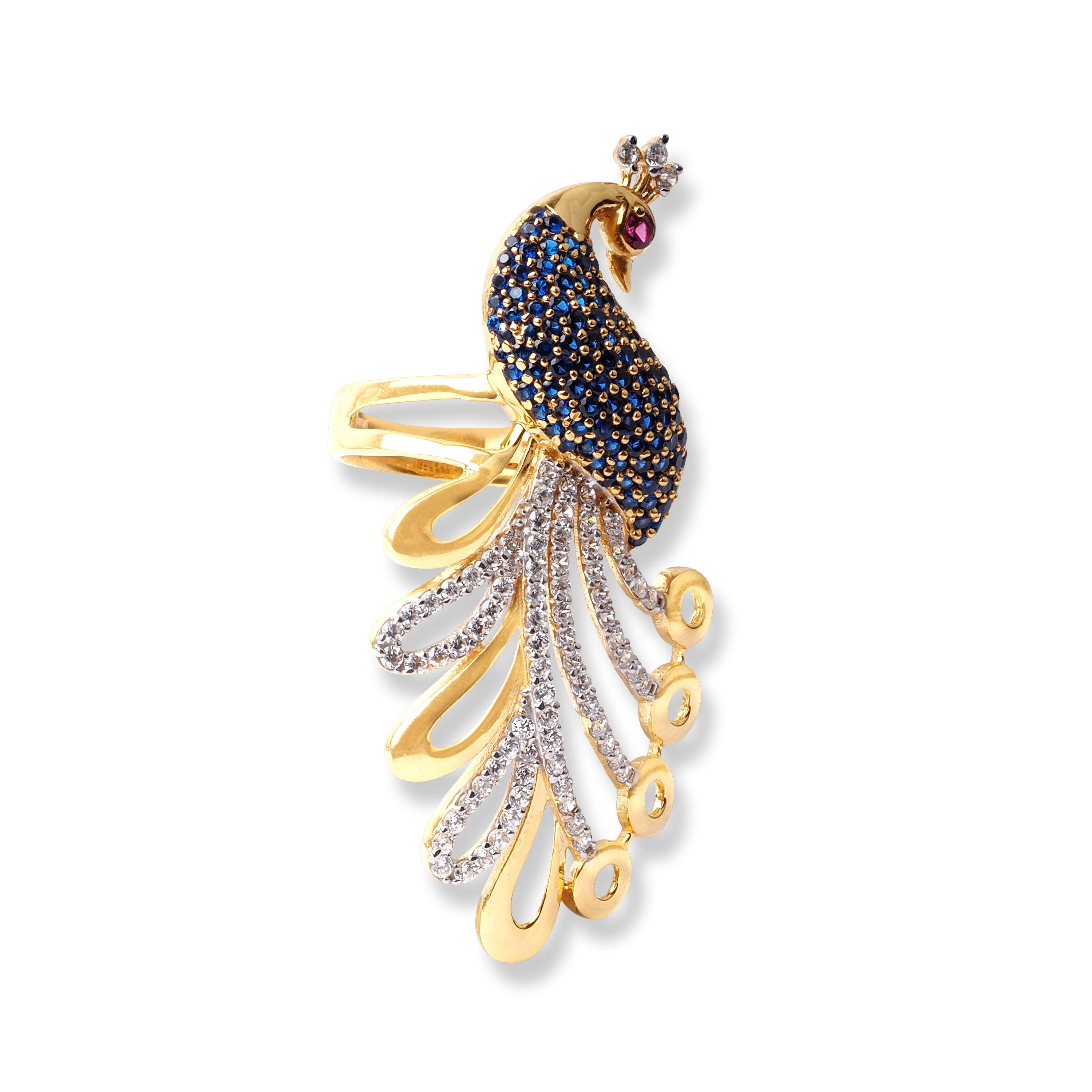 22ct Gold Swarovski Zirconia Peacock Design Cocktail Ring (11.1g) LR-6599 - Minar Jewellers