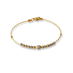 22ct Gold Rhodium Plated Beads Bangle With Rounded Trigger Clasp (4.1G) B-8524 - Minar Jewellers