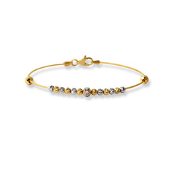 22ct Gold Rhodium Plated Beads Bangle With Rounded Trigger Clasp (4.4g) B-8531 - Minar Jewellers
