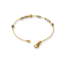 22ct Gold Rhodium Plated Beads Bangle With Rounded Trigger Clasp (4.2g) B-8527 - Minar Jewellers
