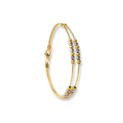 22ct Gold Rhodium Plated Beads Bangle With Rounded Trigger Clasp (7.2g) B-8445 - Minar Jewellers