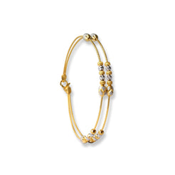 22ct Gold Rhodium Plated Beads Bangle With Rounded Trigger Clasp (8.64g) B-8446 - Minar Jewellers