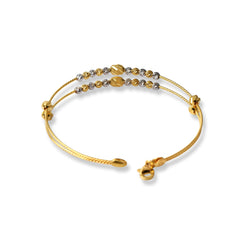 22ct Gold Rhodium Plated Beads Bangle With Rounded Trigger Clasp (7.5g) B-8442 - Minar Jewellers