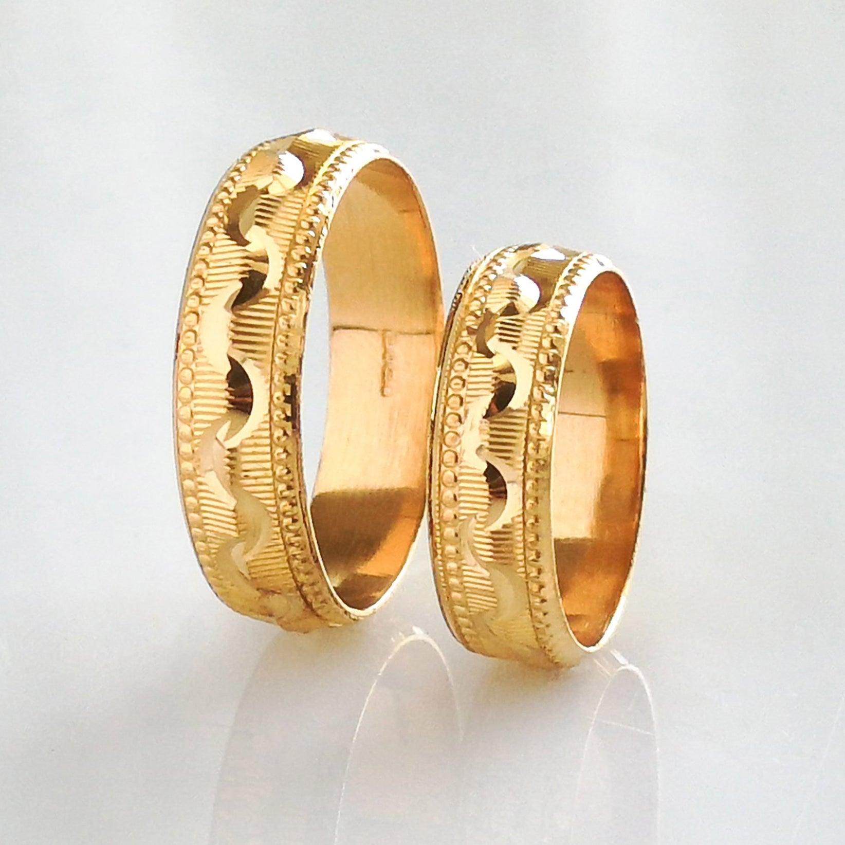 22ct Gold Diamond Cut Wedding Band 7872 - Minar Jewellers