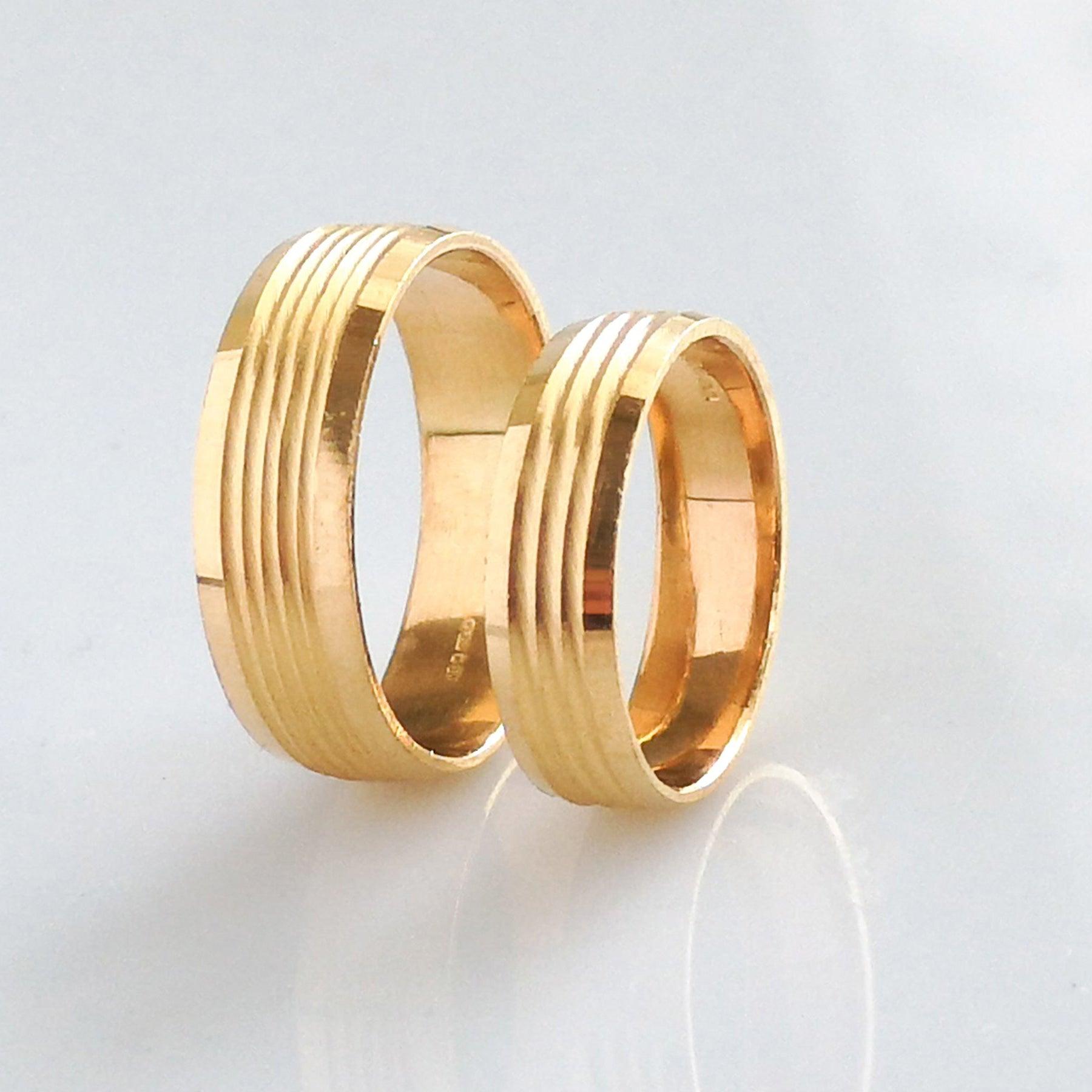 22ct Gold Diamond Cut Wedding Band 7874 - Minar Jewellers
