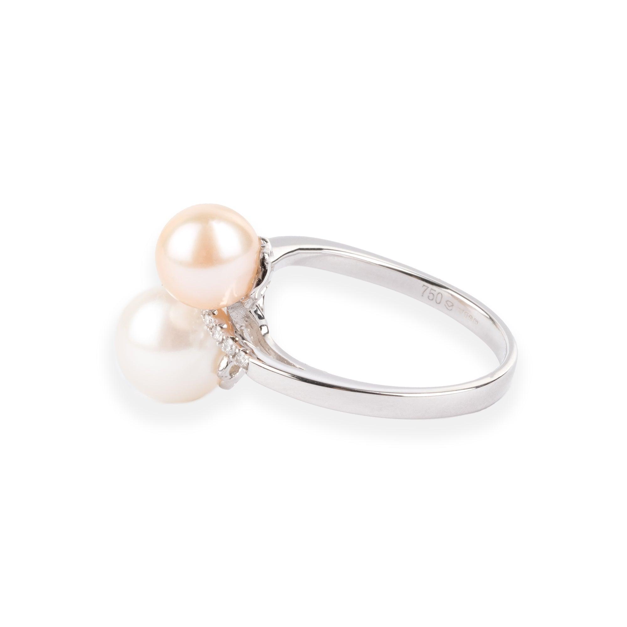 18ct White Gold Diamond & Cultured Pearl Dress Ring A-R31432-3013