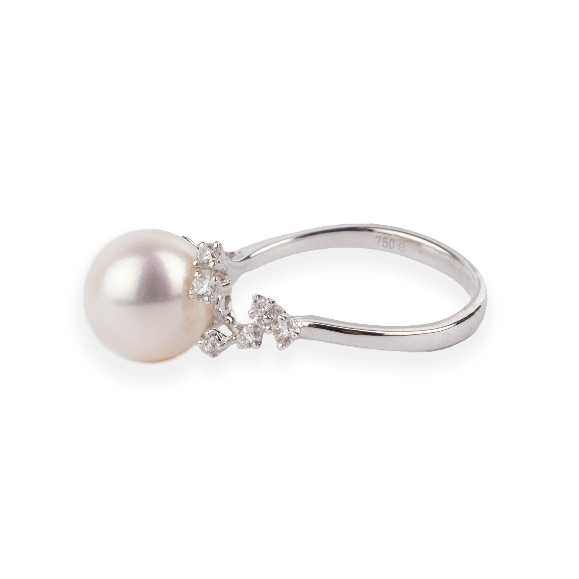 18ct White Gold Diamond & Cultured Pearl A-R35700-3001 - Minar Jewellers