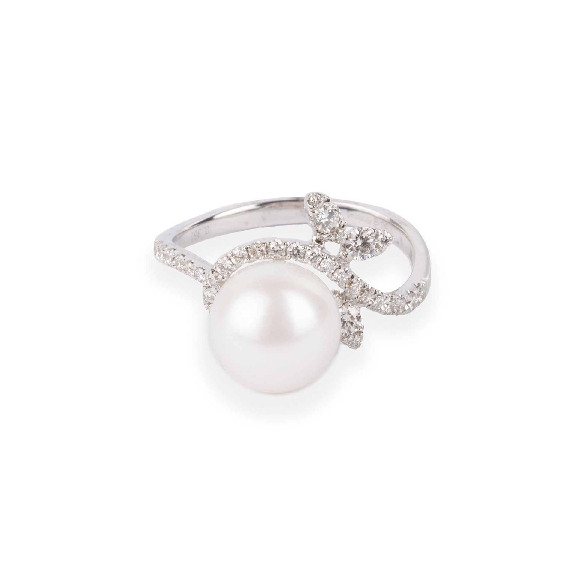 18ct White Gold Diamond & Cultured Pearl Dress Ring A-R35726-3000 - Minar Jewellers
