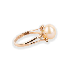 18ct Rose Gold Diamond & Cultured Pearl Dress Ring A-R36580-3027 - Minar Jewellers