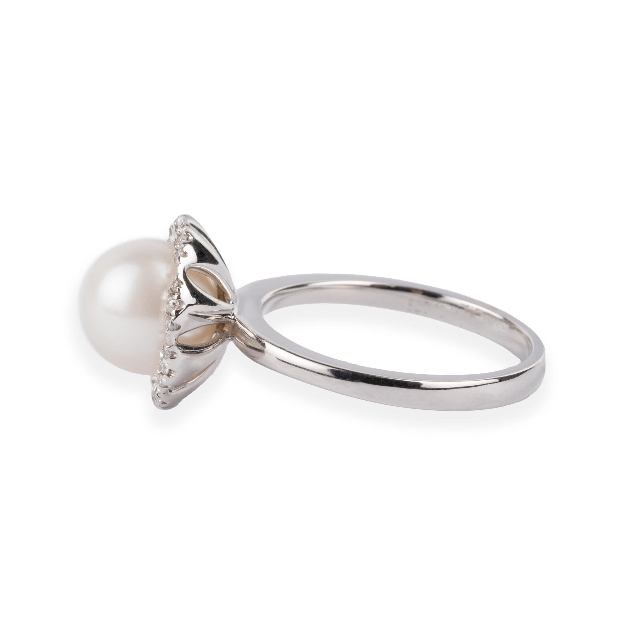 18ct White Gold Diamond & Cultured Pearl Dress Ring A-R41161-3002