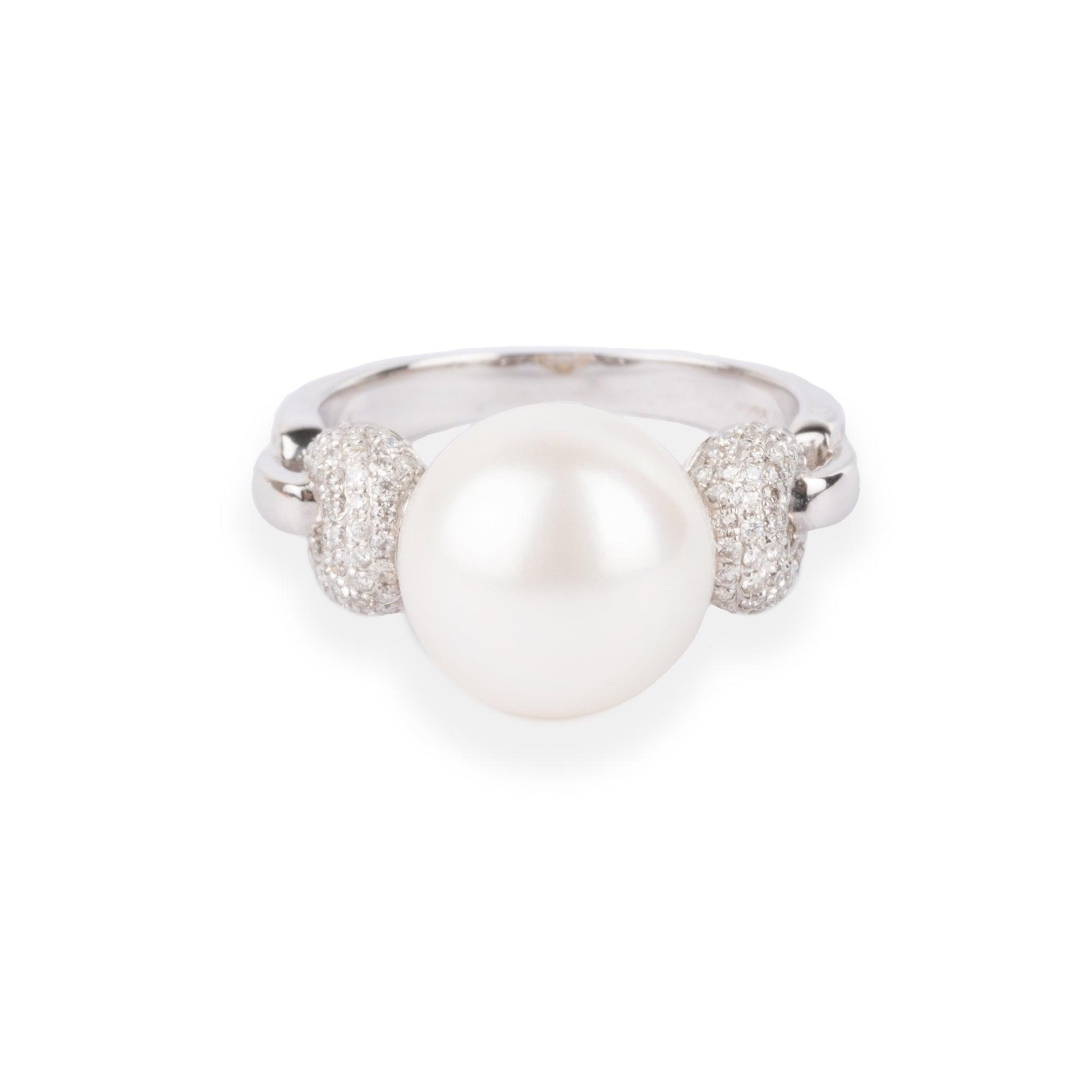 18ct White Gold Diamond & Cultured Pearl Dress Ring AR336239 - Minar Jewellers