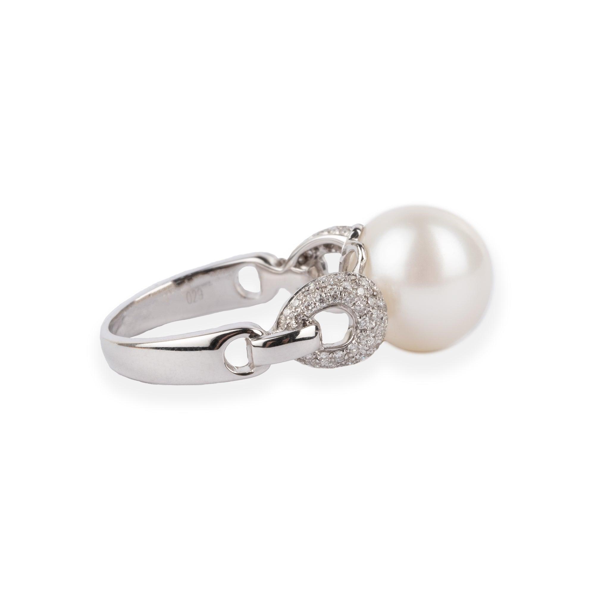 18ct White Gold Diamond & Cultured Pearl Dress Ring AR336239