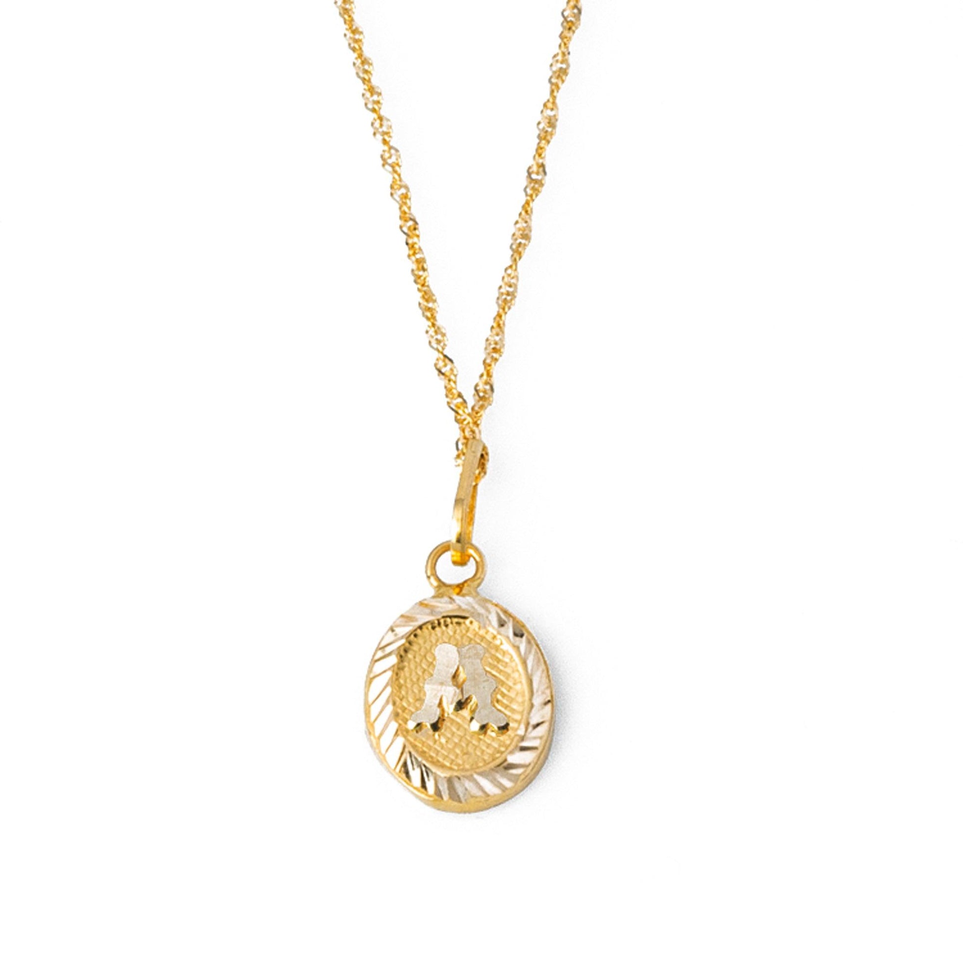 'A' Initial Pendant 22ct Gold P-7550 - Minar Jewellers