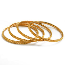 Set of Six 22ct Gold Bangles with Diamond Cut Design and Comfort Fit B-8189 - Minar Jewellers