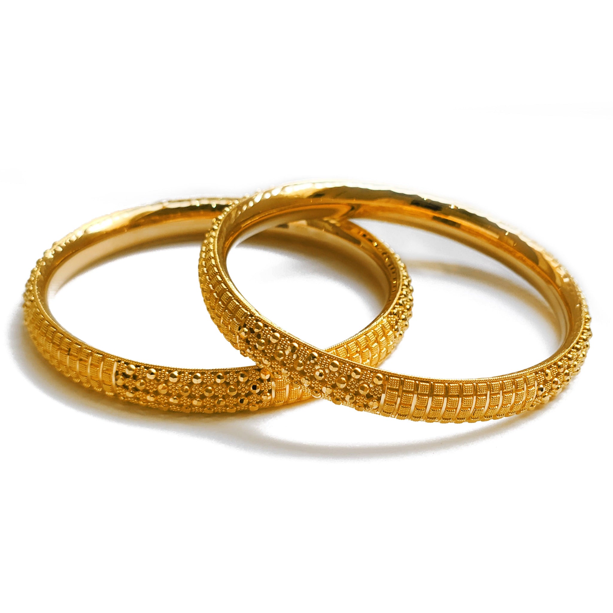 Set of Six 22ct Gold Bangles with Diamond Cut Design and Comfort Fit B-8189