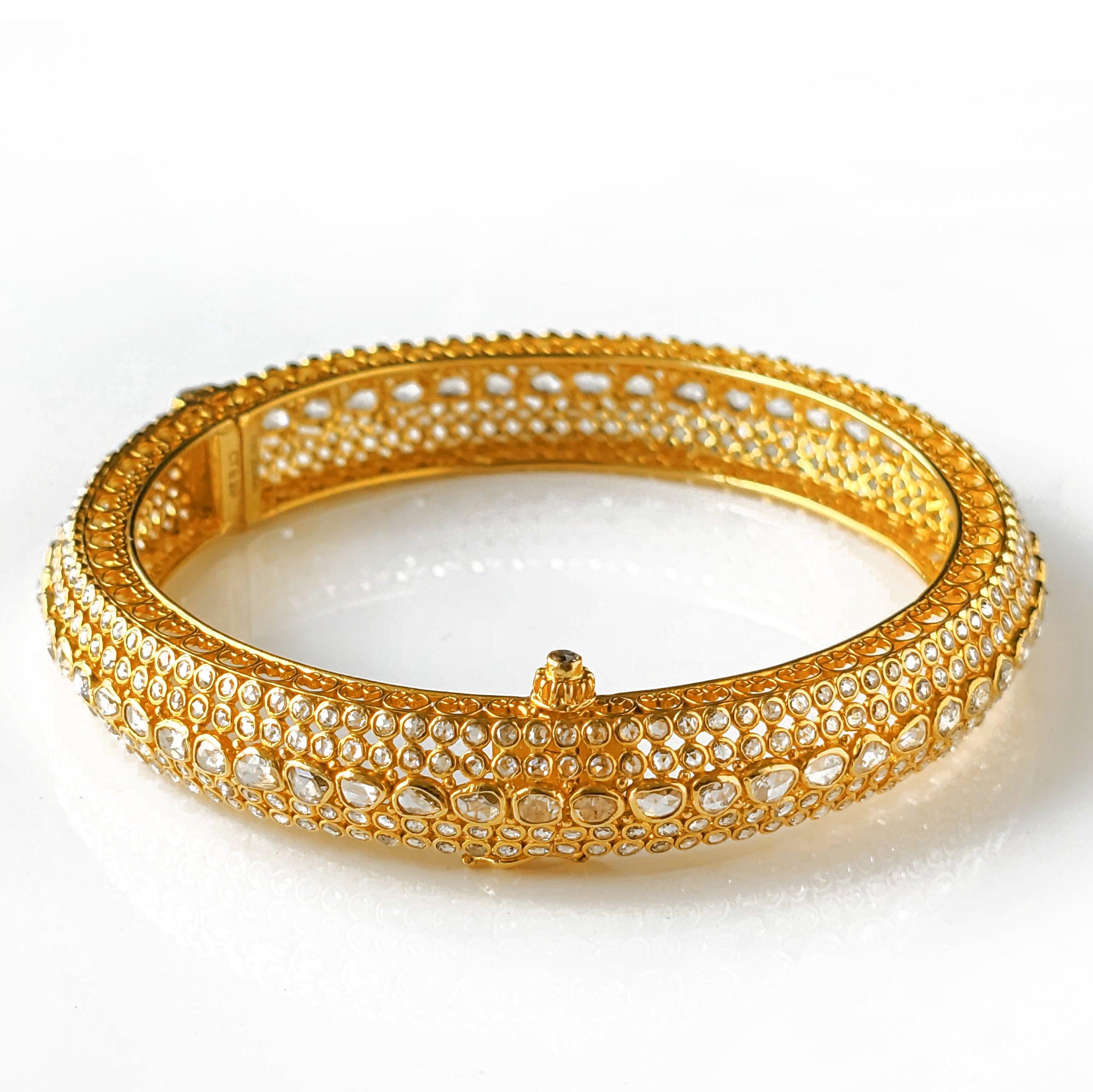 Openable 22ct Gold Champagne Bangle with Screw Lock (30.6g) B-8196 - Minar Jewellers