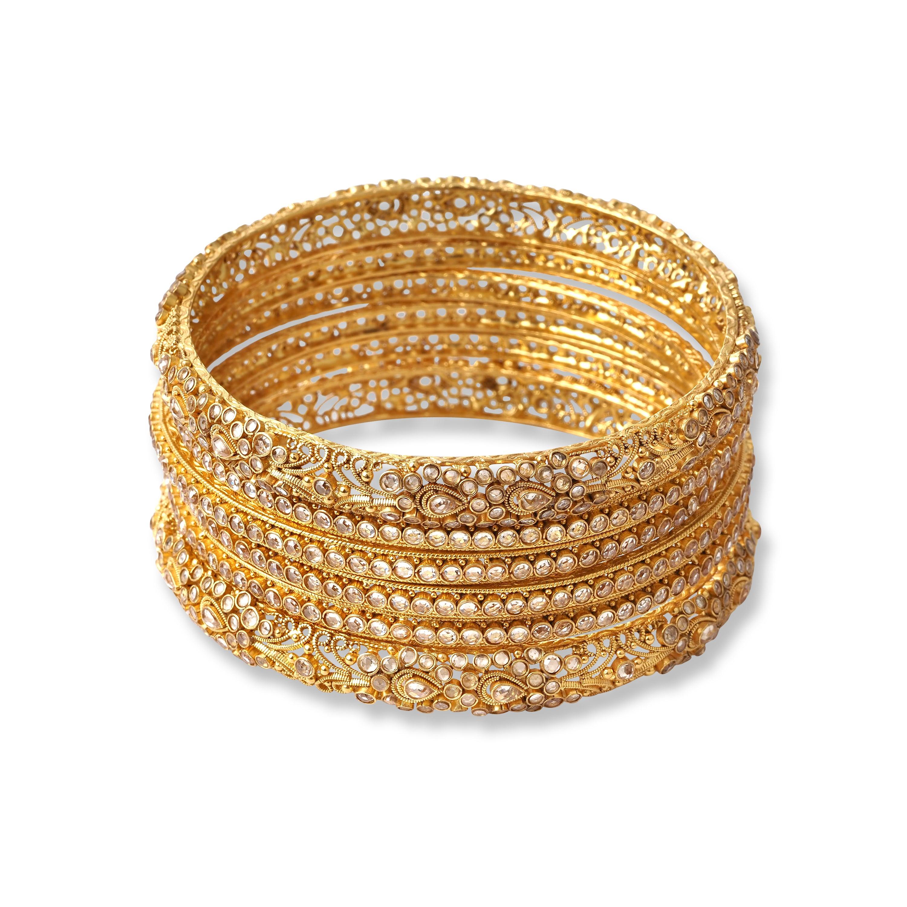 22ct Gold Antiquated Look Bangles with Comfort Fit (111.6g) B-8280 - Minar Jewellers