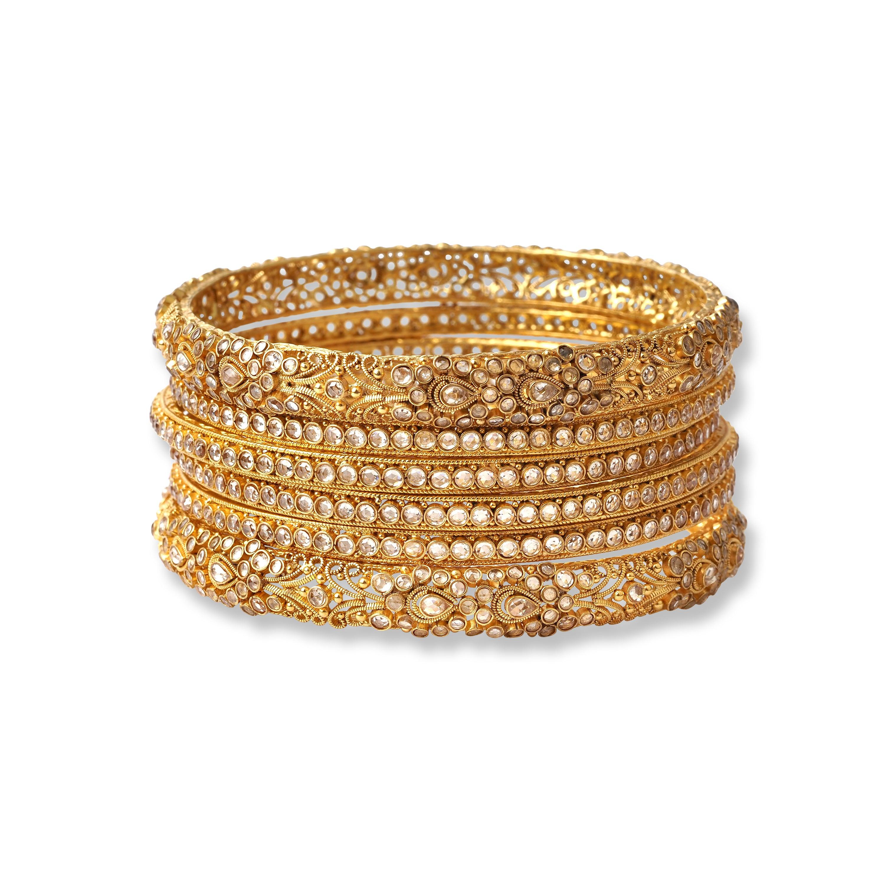 22ct Gold Antiquated Look Bangles with Comfort Fit (111.6g) B-8280 - Minar Jewellers