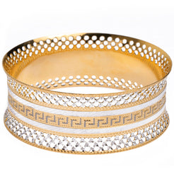 22ct Gold Cuff Bangle with Rhodium and Diamond Cut Design (57.9g) B-8319 - Minar Jewellers