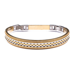 22ct Gold Openable Premium Bangle with Diamond Cut and Rhodium Design, Set with Cubic Zirconia Stones B-8415 - Minar Jewellers