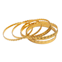 Set of Six 22ct Gold Diamond Cut Design Bangles (91.7g) B-8450 - Minar Jewellers