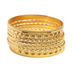 Set of Six 22ct Gold Diamond Cut Design Bangles (91.7g) B-8450 - Minar Jewellers