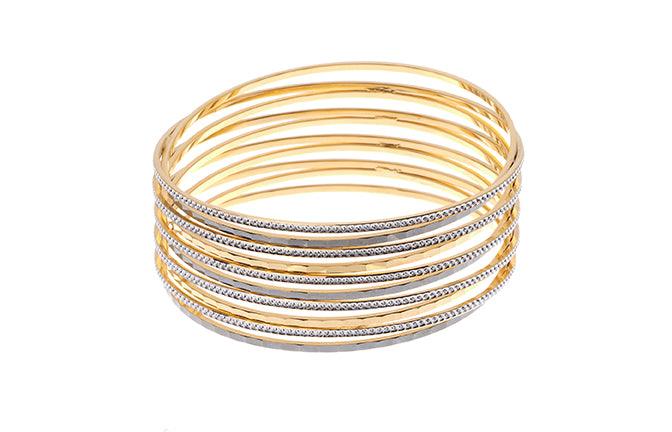 22ct Gold Cuff Bangle with rhodium design (66.7g) (B-CUFF_1) - Minar Jewellers