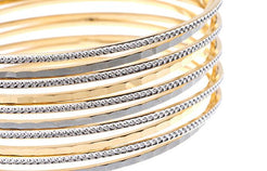 22ct Gold Cuff Bangle with rhodium design (66.7g) (B-CUFF_1) - Minar Jewellers