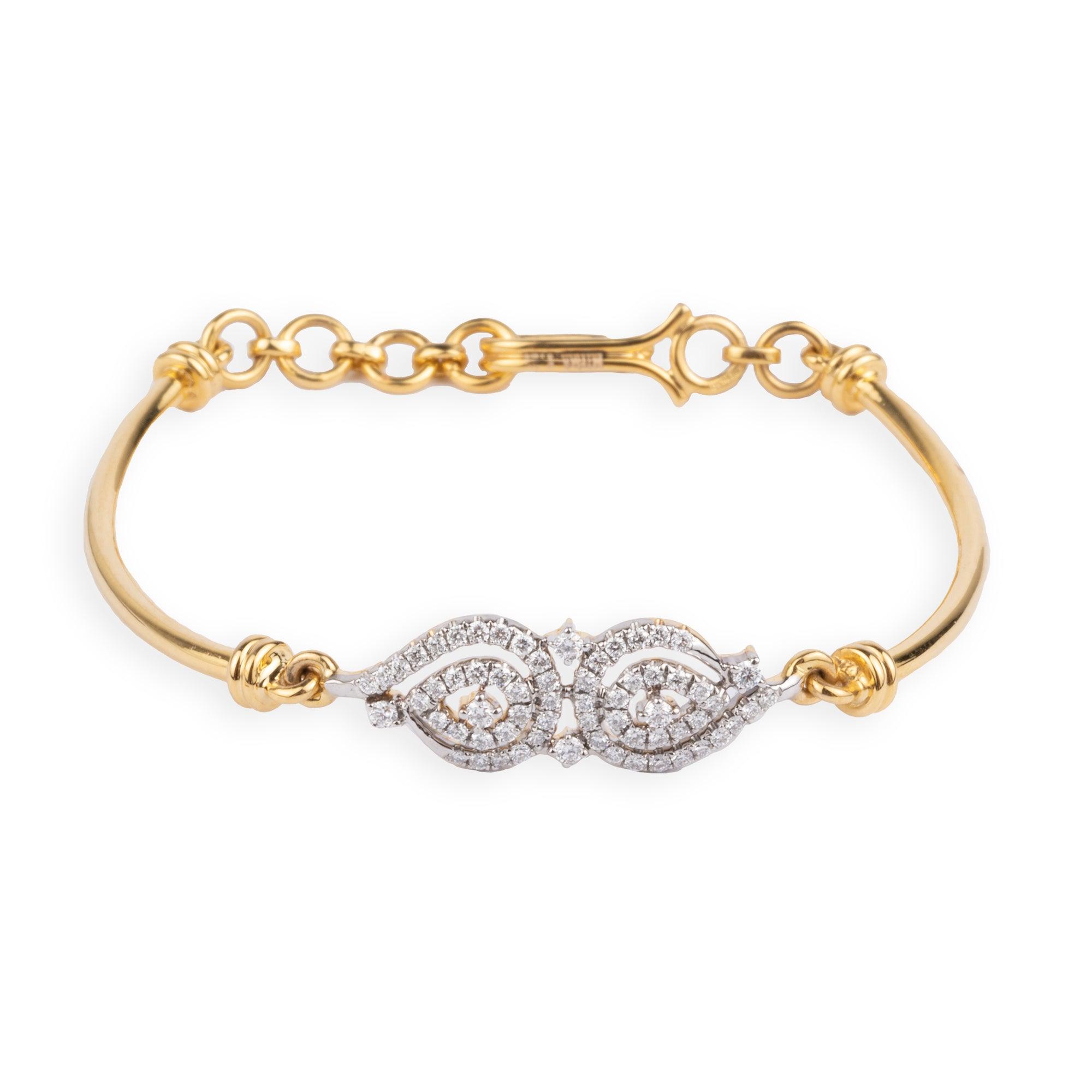 18ct Yellow Gold / 18ct White Gold Diamond Adjustable Children's Bangle Bracelet MCS4790 - Minar Jewellers