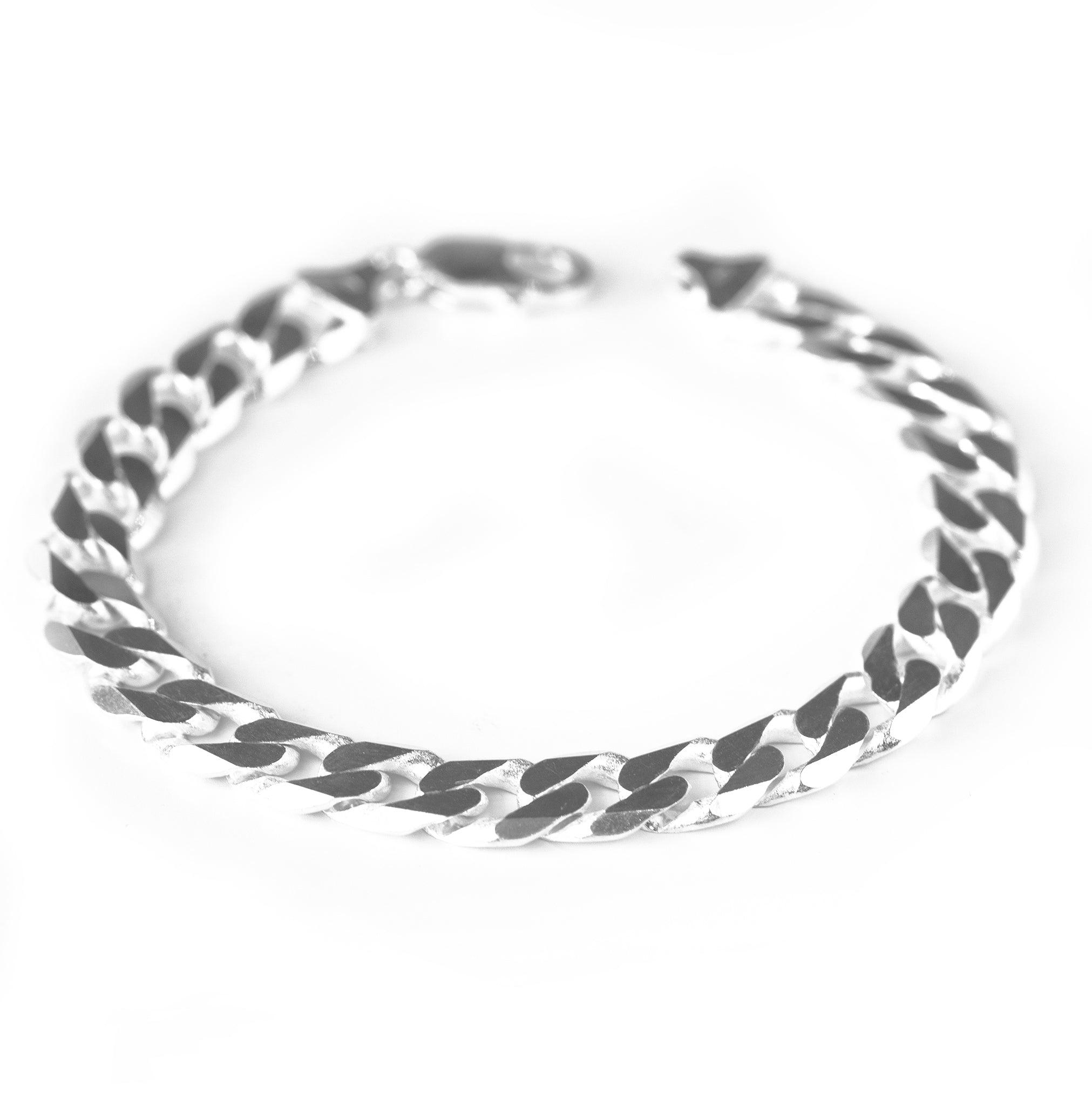 Sterling Silver Gents Flat Curb Link Bracelet BN13608 - Minar Jewellers