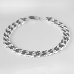 Sterling Silver Gents Flat Curb Link Bracelet BN13608 - Minar Jewellers