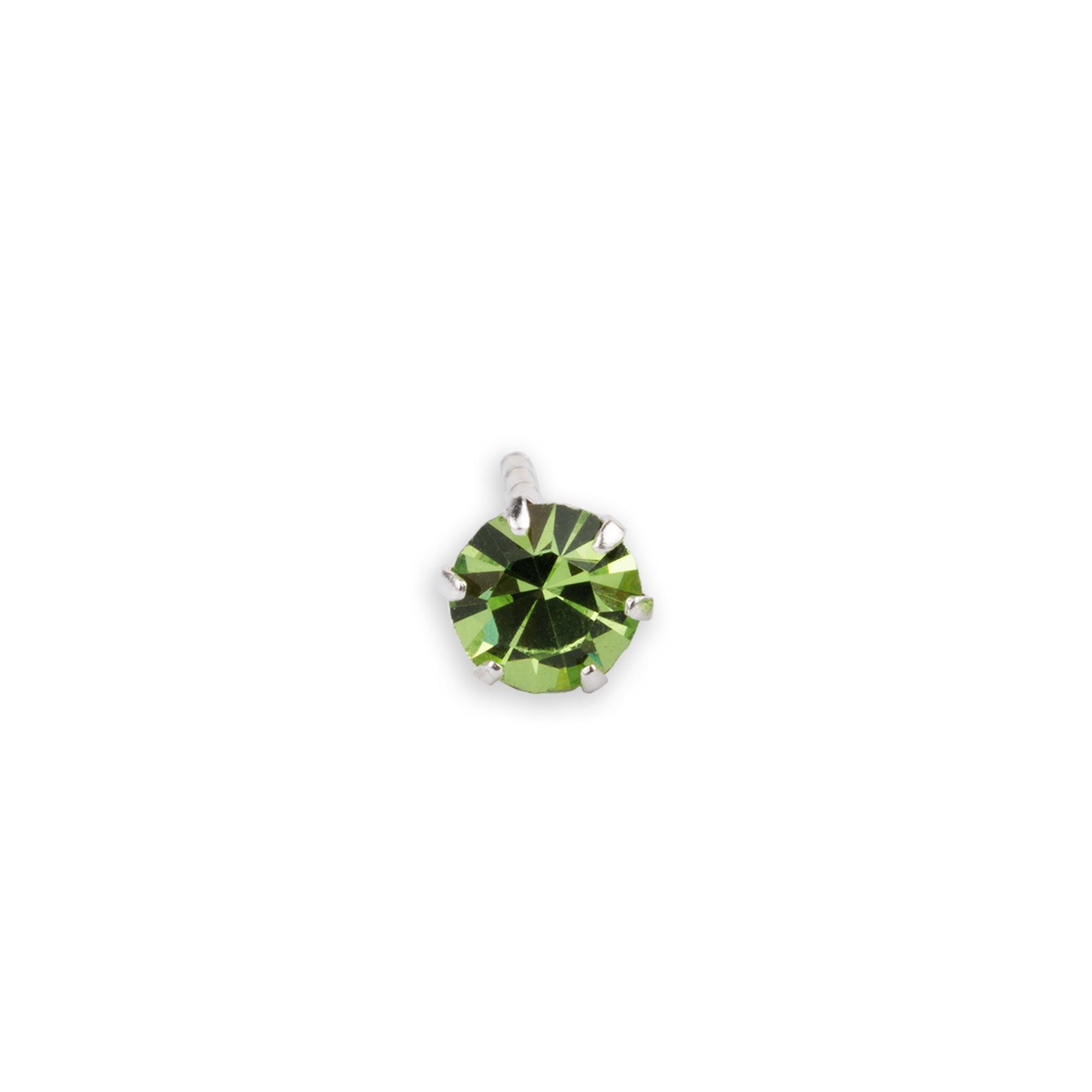 Sterling Silver Green Cubic Zirconia Stud Earrings with Push Back BP8227